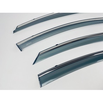 Дефлектори вікон Hyundai Sonata 2010-2015 з нерж. хром полоскою-3